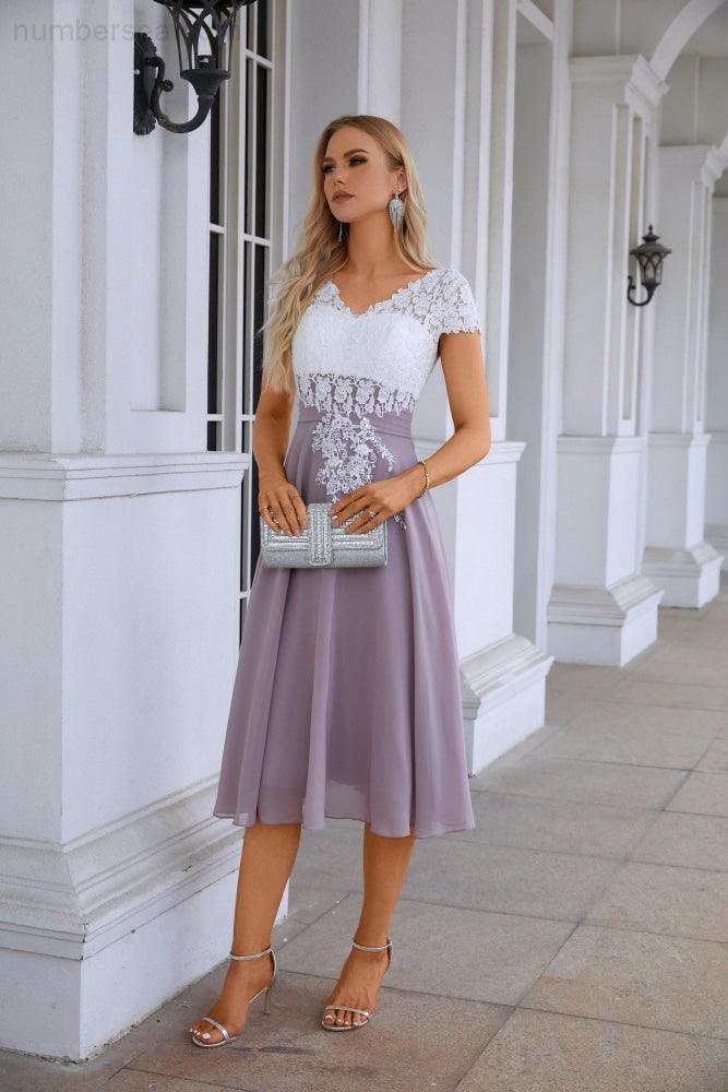 Lace Chiffon Lace Bridesmaid Dress Prom Dress PartyGown 28120-numbersea