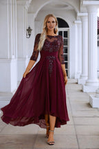 Womens Chiffon V Neck Tulle Embroidered Sequins Bridesmaid Evening Gown Prom Wedding Party Dress