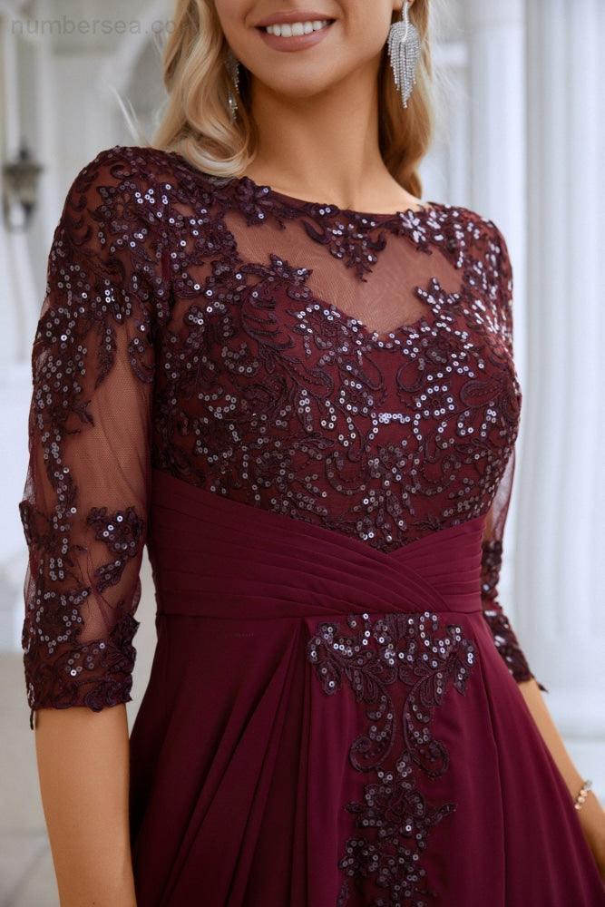 Womens Chiffon V Neck Tulle Embroidered Sequins Bridesmaid Evening Gown Prom Wedding Party Dress