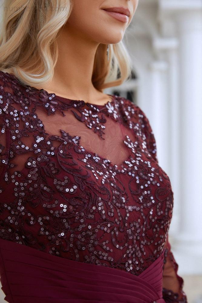 Womens Chiffon V Neck Tulle Embroidered Sequins Bridesmaid Evening Gown Prom Wedding Party Dress