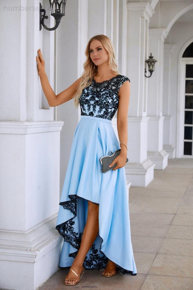 Satin Lace Sleeveless Round Neck Bridesmaid Evening Dress Wedding Party Prom Sea28131