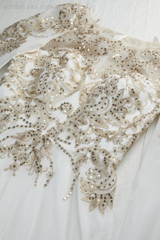 Ladies Chiffon Embroidery Wide Sleeve Floor Length Bridesmaid Evening Dress Prom Wedding Party