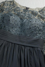 Ladies Round Neck Long Sleeve Lace Chiffon Bridesmaid Evening Dress Prom Wedding Sea28114