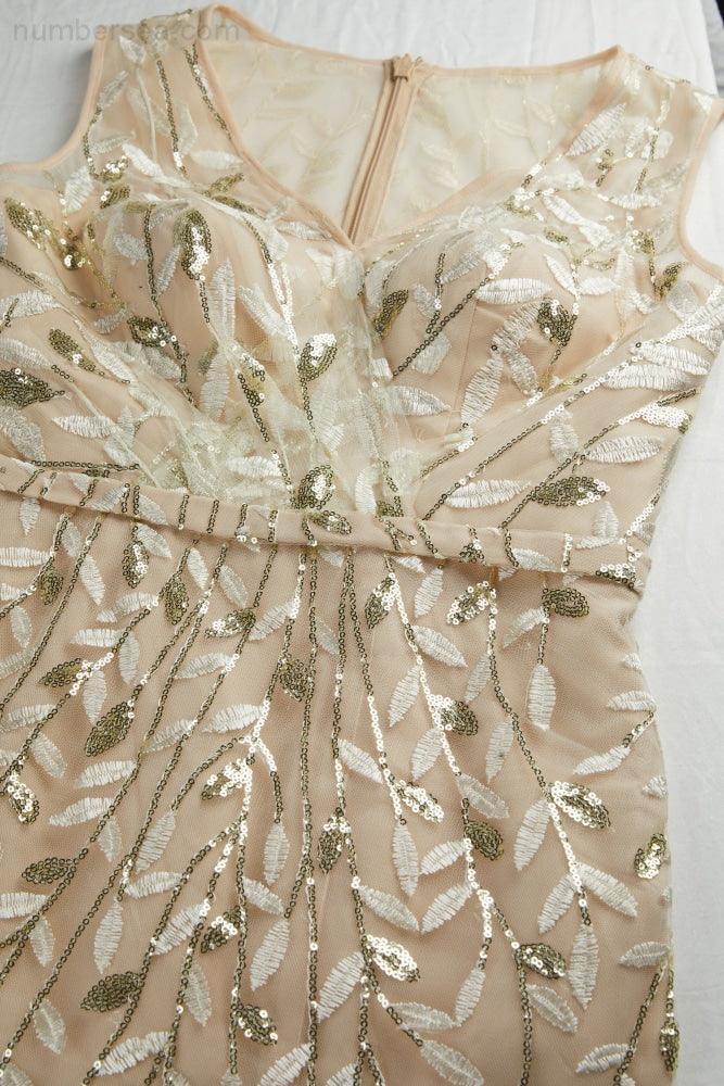 Ladies V Neck Embroidery Sleeveless Floor Length Mermaid Bridesmaid Evening Dress Wedding Party Prom