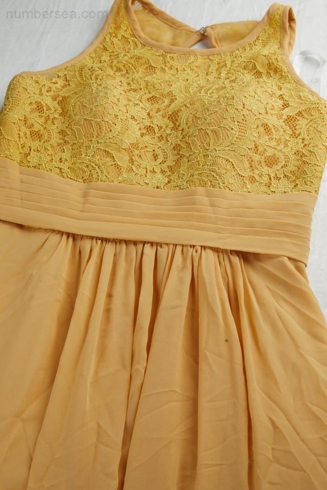 Ladies Lace Chiffon Round Neck Sleeveless Floor Length Bridesmaid Prom Evening Dress Wedding Party Beach 28106-numbersea