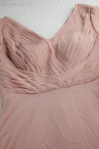 Women Chiffon V Neck Long Sleeves Knee Length Bridesmaid Prom Evening Dress Wedding Party Shopping