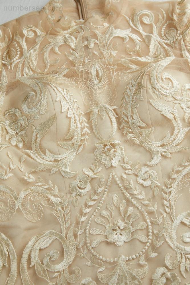 Ladies Embroidery Short-Sleeved Chinese Style Short Evening Dress Party Wedding Shopping Sea28105