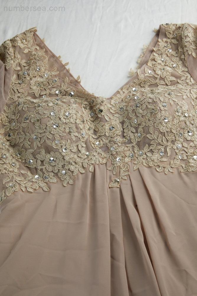 Copy Of Women Chiffon V Neck Long Sleeves Knee Length Bridesmaid Prom Evening Dress Wedding Party