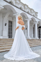 Womens Tulle Off Shoulder Fluffy Bridesmaid Evening Dress Party Beach Wedding Sea28099