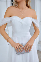 Womens Tulle Off Shoulder Fluffy Bridesmaid Evening Dress Party Beach Wedding Sea28099