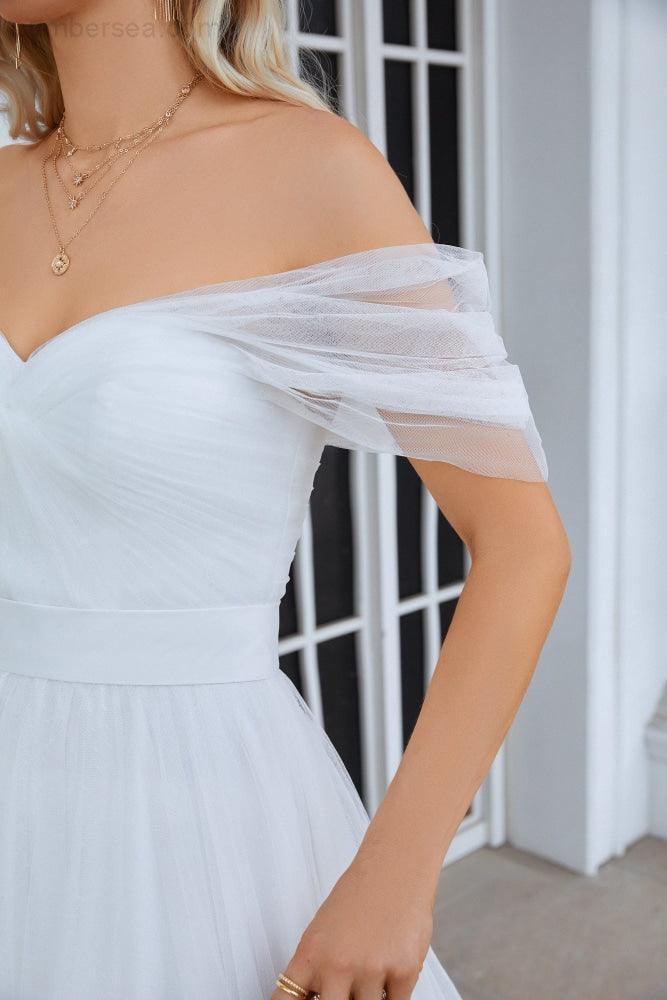 Womens Tulle Off Shoulder Fluffy Bridesmaid Evening Dress Party Beach Wedding Sea28099