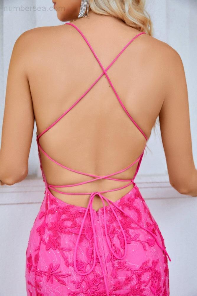 Ladies Spaghetti Strap Sequin V Neck Mermaid Long Bridesmaid Dress Prom Wedding Party Evening Dress 28086-numbersea