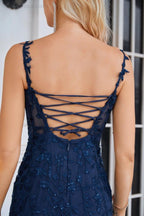 Ladies Spaghetti Strap Embroidery Front Slit Length Bridesmaid Evening Dress Party Wedding Beach Dress 28092 - numbersea