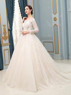 Vestido de novia largo sin mangas con apliques de encaje y tul hasta el suelo
