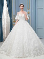 Vestidos de novia con cuentas y encaje estilo gala, largos, sin mangas, hasta el suelo