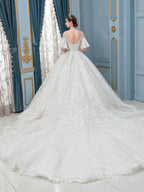 Vestidos de novia con cuentas y encaje estilo gala, largos, sin mangas, hasta el suelo