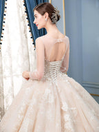 NumberSea - Ball Gown Wedding Dresses Beaded Luxurious Floor Length Long Sleeve