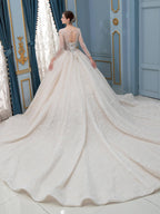NumberSea - Ball Gown Wedding Dresses Beaded Luxurious Floor Length Long Sleeve