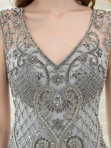 Numbersea Meerjungfrau/Trompete Luxuriöse Glitzernde Fee Sexy Formale Abendkleider Ärmellos 