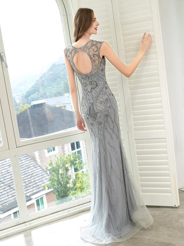 Numbersea Meerjungfrau/Trompete Luxuriöse Glitzernde Fee Sexy Formale Abendkleider Ärmellos 