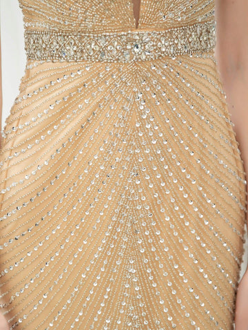 NumberSea - Numbersea Mermaid / Trumpet V - neck Beaded Luxurious Sexy Formal Evening Dresses Sleeveless Floor Length Prom Dresses