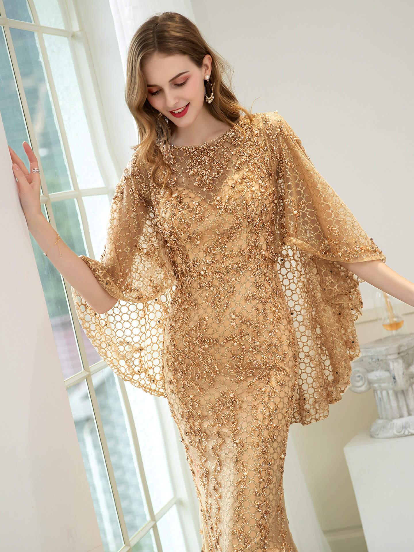 NumberSea - Numbersea Mermaid / Trumpet Beaded Luxurious Fashion Formal Evening Dresses Long Sleeve Floor Length Prom Dresses