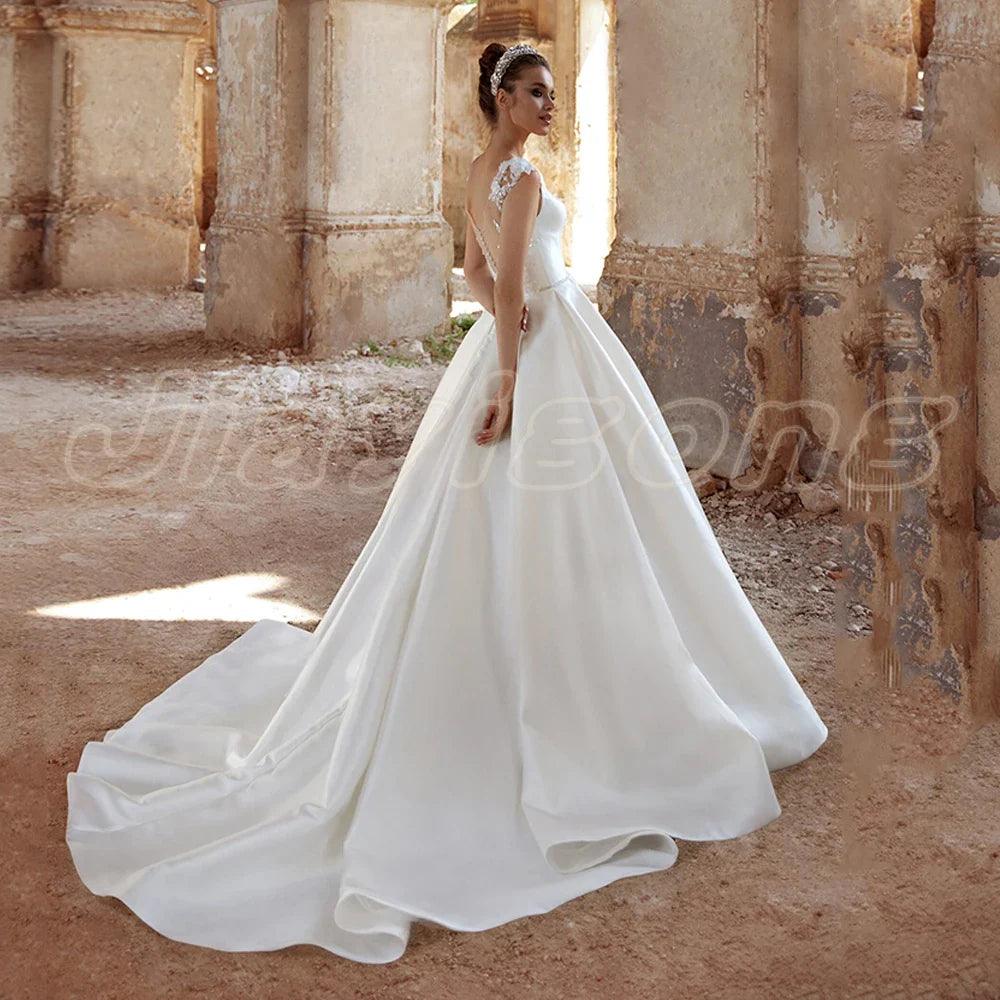 cap sleeve satin wedding dress Fitted Cap Sleeve Wedding Gown by Adrianna Papell 40360