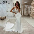 Boho Wedding Dresses V-Neck Appliques Lace Mermaid Elegant Wedding Gown Spaghetti Strap Sexy Country Bridal Dress&nbsp;