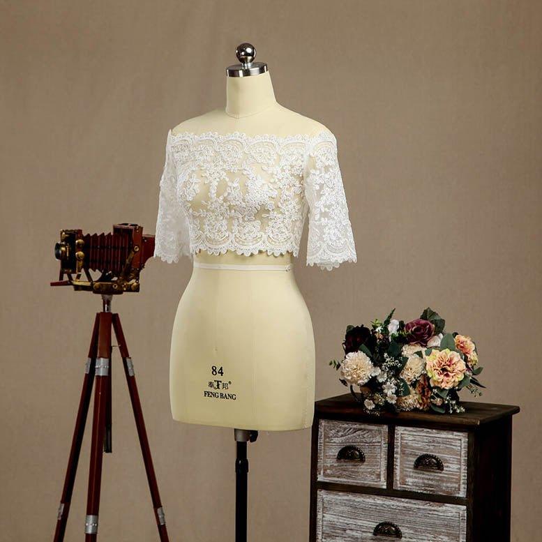 NumberSea - Numbersea Lace Wedding Wraps Coats / Evening Jackets / Wedding Party Bolero Shrug Sleeves Lace - up