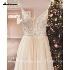 Vestido de novia bohemio con tirantes finos color champán para mujer 2025, vestido de novia civil, vestido de novia para iglesia, vestido de novia con escote halter. 