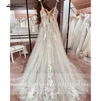 NumberSea NumberSea Spaghettiträger Spitze Brautkleid mit offenem Rücken Zivile Brautkleider Bohemian Brautkleider Vestidos de Nova 