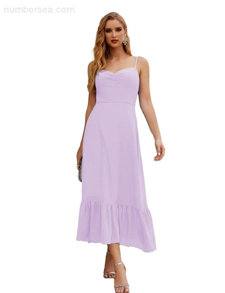 Numbersea Spaghetti Strap Chiffon Bridesmaid Dress Ankle Length Formal A Line Cocktail Party Homecoming Dress for Juniors SEA28028-numbersea