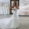 LoveDress Elegant Deep V Neck Wedding Dresses Lace Appliques Backless A-Line Wedding Gown Sleeveless Tulle Vestido De Noiva