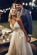 Vestido de novia de verano NumberSea con escote en V, espalda descubierta y tirantes finos, MW272