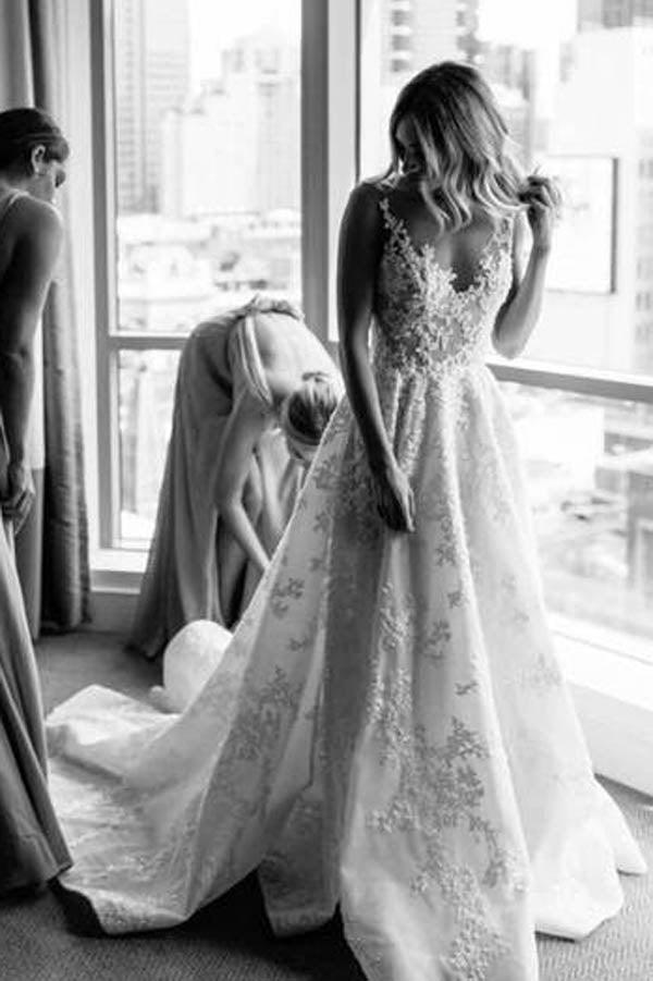 Vestidos de novia con escote ilusión y encaje vintage transparente, MW278