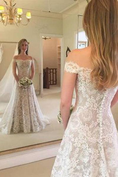 NumberSea Rustic Boho Off the Shoulder Lace Wedding Dress