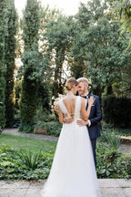 Vestido de novia NumberSea con escote en V, tul, estilo gala, estilo escote pronunciado, MW387