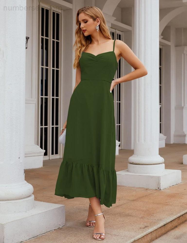 Numbersea Spaghetti Strap Chiffon Bridesmaid Dress Ankle Length Formal A Line Cocktail Party Homecoming Dress for Juniors SEA28028-numbersea