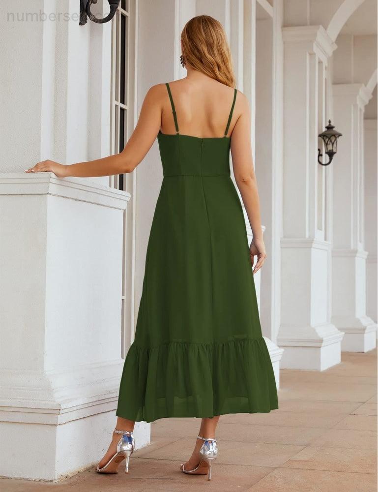 Numbersea Spaghetti Strap Chiffon Bridesmaid Dress Ankle Length Formal A Line Cocktail Party Homecoming Dress for Juniors SEA28028-numbersea