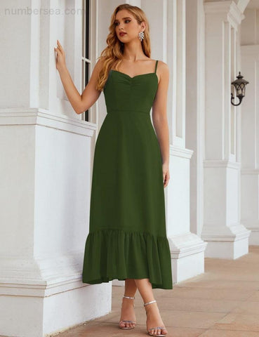 Numbersea Spaghetti Strap Chiffon Bridesmaid Dress Ankle Length Formal A Line Cocktail Party Homecoming Dress for Juniors SEA28028-numbersea