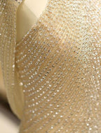 Meerjungfrau High Neck Bodenlang Split Gold mit Pailletten Perlen verziert Ballkleider