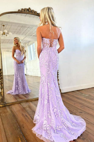 Mermaid Sweetheart Neck Lace Purple Long Prom Dress Formal Dress PSK365
