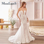 MoonlightShadow Luxuriöses Meerjungfrau-Hochzeitskleid in Übergröße, sexy, tiefer V-Ausschnitt, detaillierte Mariee-Robe de Soiree Mariage, Maßanfertigung 