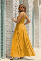 Numbersea Women Halter Chiffon Bridesmaid Dress A-line Long Formal Prom Gown SEA28015-numbersea