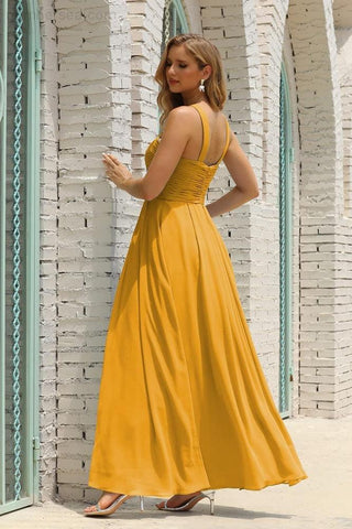 Numbersea Women Halter Chiffon Bridesmaid Dress A-line Long Formal Prom Gown SEA28015-numbersea