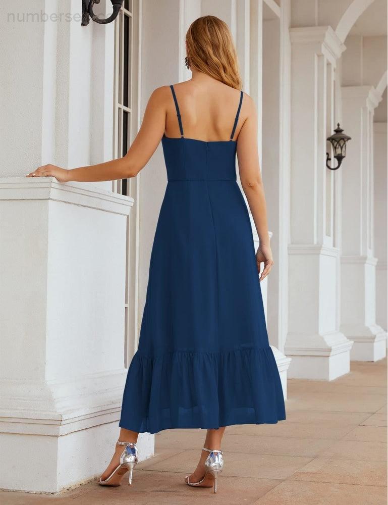 Numbersea Spaghetti Strap Chiffon Bridesmaid Dress Ankle Length Formal A Line Cocktail Party Homecoming Dress for Juniors SEA28028-numbersea