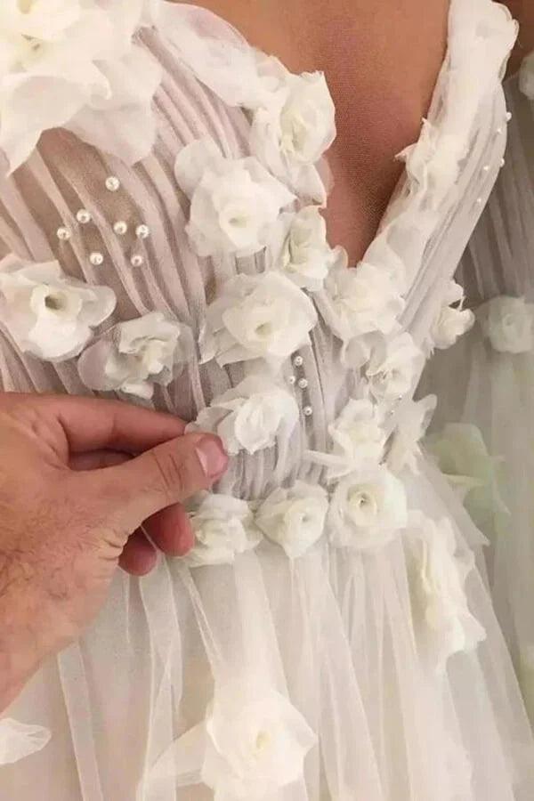 New Arrival Sweetheart A Line Tulle With Beading Floral Wedding Dresses