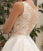 Neueste Glitte Lace Brautkleider 2024 V-Ausschnitt Applikationen Sexy Print Design A-Linie Brautkleider Ärmellos Rückenfrei Braut Roben 