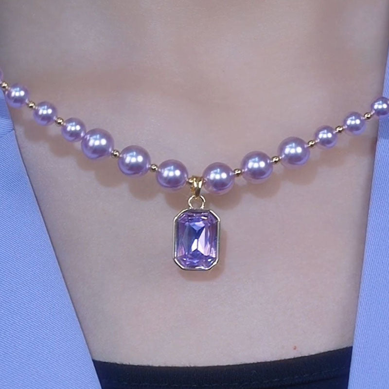 Long pearl necklace crystal pendant women's high-end atmosphere versatile pendant simple high-end sweater chain with accessories
