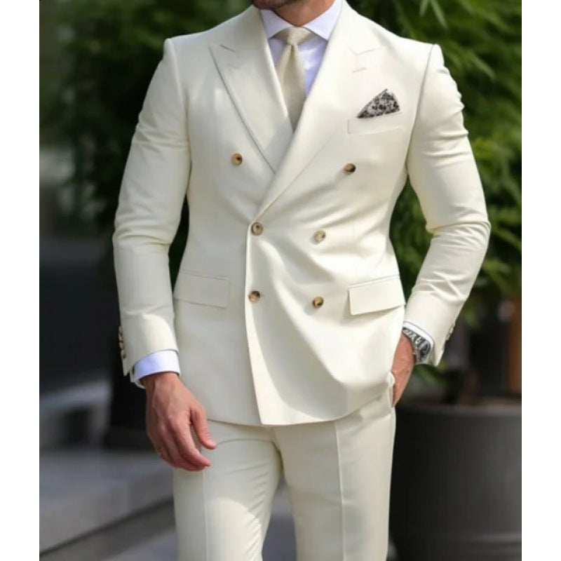 Suit Men's Suit Two-piece Slim-fit Business Groom Wedding Best Man Casual Suit Dress Men